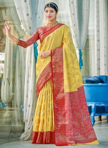 Yellow Colour Sangam Rajsundari New latest Designer Ethnic Wear Cotton Saree Collection 1001